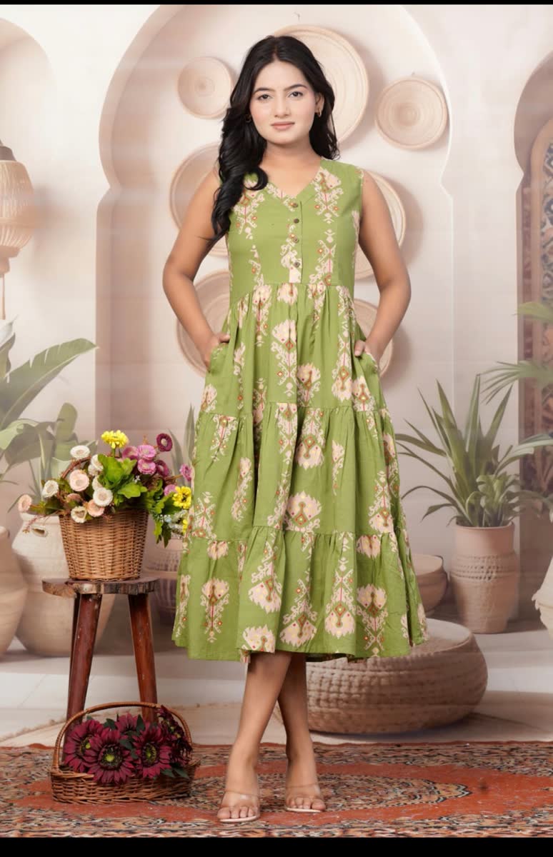 Green Printed Dress