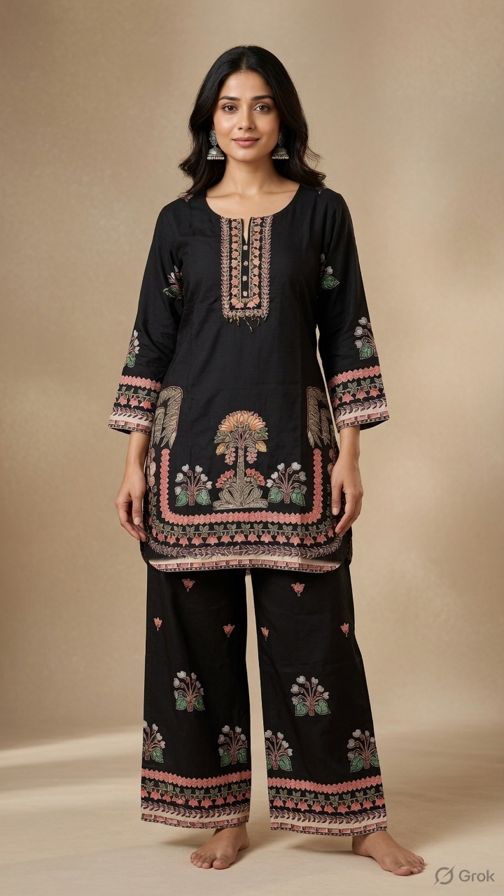 Black Tree of Life Kalamkari Set