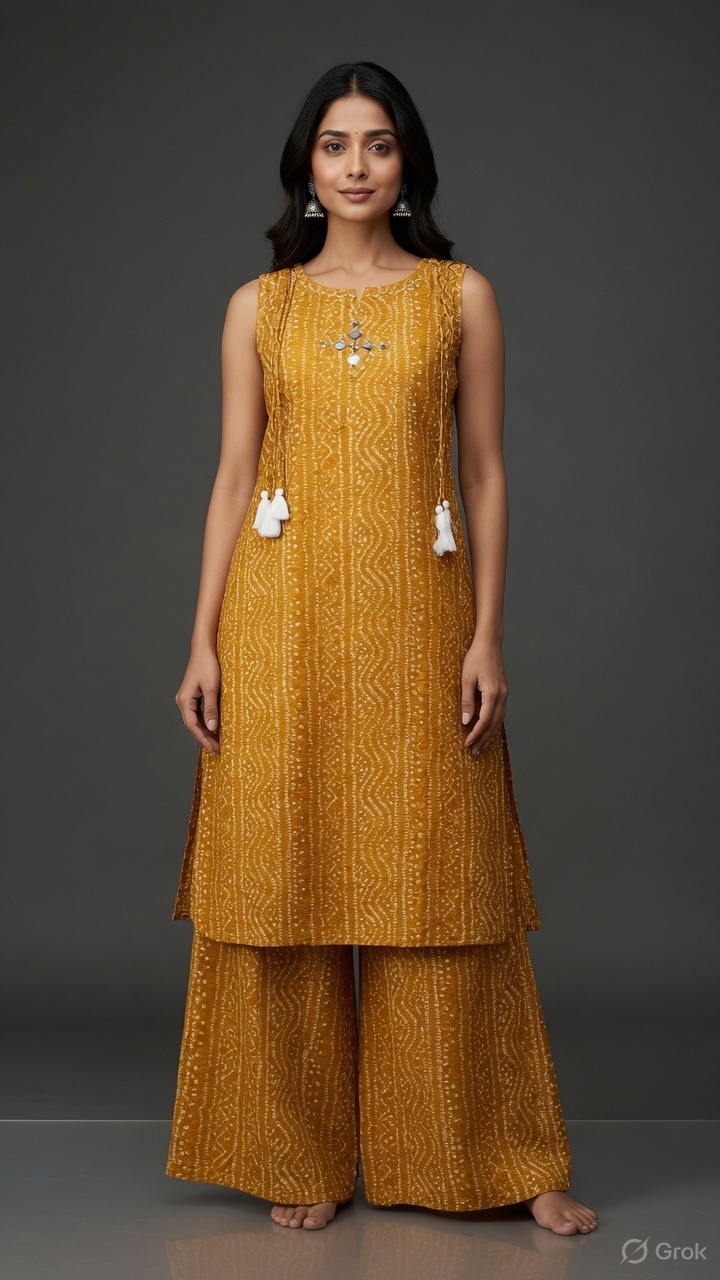 Mustard Bandhani Co-ord Set