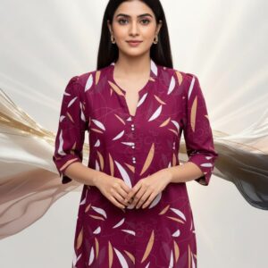 Wine Leaf Print Kurti