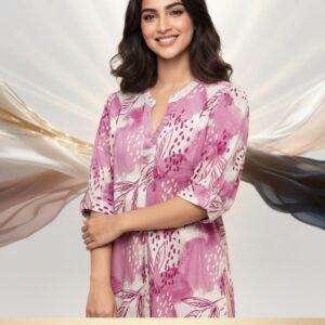 Pink Watercolor Floral Tunic Top