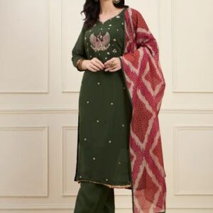 Yufta Green Mal Chanderi 3PC Set 7742SKDGR-3XL-202607-56