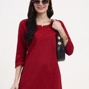 Yufta Maroon Cotton Straight Top 6662TOPMR-L-202607-40