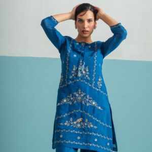 Yufta Blue Mal Chanderi Co-ord Set A902CRDBL-3XL-202607-21