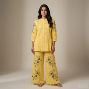 Yellow Embroidered Co-ord Set